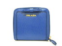 PRADA(プラダ) 2つ折り財布美品■ - 1ML522 ネイビー リボン レザー【20191024】【中古】【dfn】