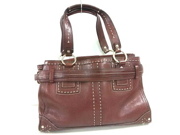 COACH(コーチ) トートバッグ レザーキャリーオール 10557 ダークブラウン レザー【20200407】【中古】【dfn】