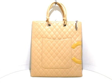 【新着】CHANEL(シャネル)ハンドバッグカンボンラインベージュココマーク/シルバー金具ラムスキン【20190817】【中古】