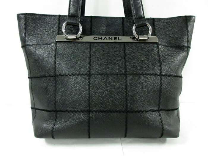 CHANEL(シャネル) ショルダーバッグ チョコバー 黒 シルバー金具 キャビアスキン【20200120】【中古】【dfn】