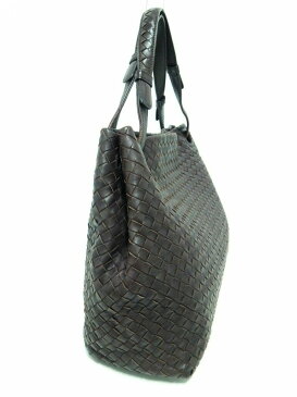 BOTTEGA VENETA(ボッテガヴェネタ) ハンドバッグ イントレチャート 179320 ダークブラウン レザー【20200422】【中古】【dfn】