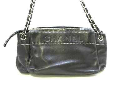 CHANEL(シャネル) ショルダーバッグ - 黒 チェーンショルダー/シルバー金具 ラムスキン【20191024】【中古】【dfs】