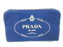 PRADA(プラダ) ポーチ CANAPA LOGO 1NA693 ネイビー×ライトグレー キャンバス【20200318】【中古】【dfn】