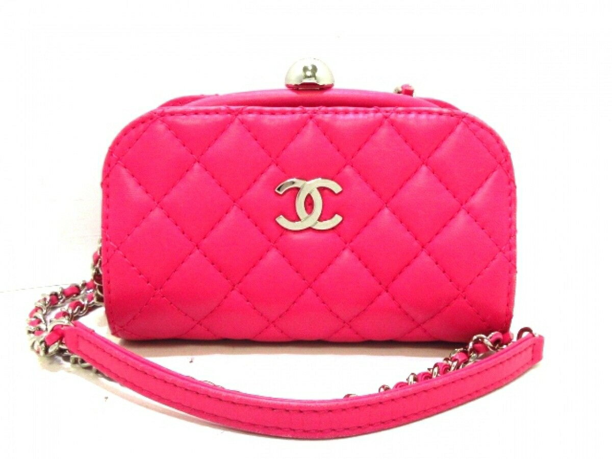 【新着】CHANEL(シャネル) ショルダーバッグ マトラッセ A93872 ピンク チェーンショルダー/シルバー金具/がま口 ラムスキン【20200213】【中古】