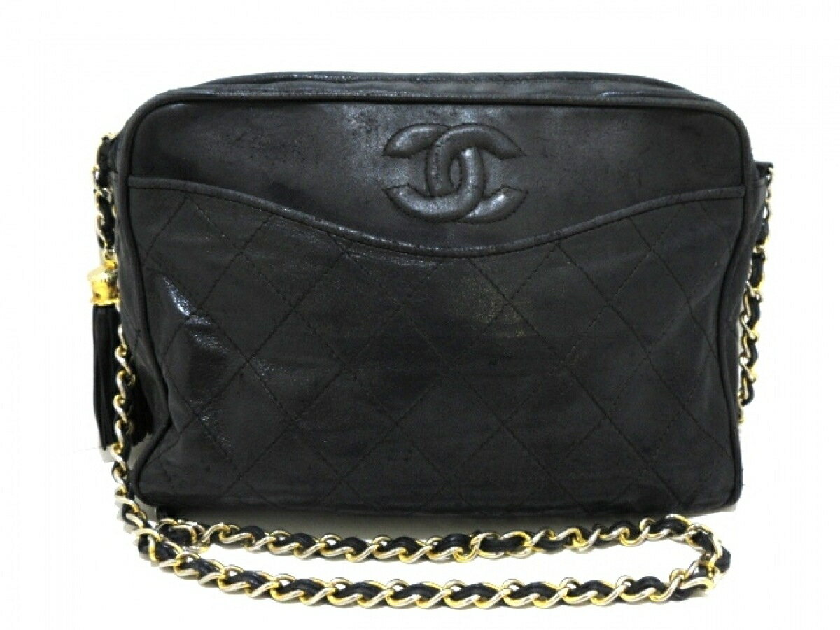 【新着】CHANEL(シャネル) ショルダーバッグ マトラッセ 黒 ココマーク/チェーンショルダー/ゴールド金具/タッセル ラムスキン【20191011】【中古】