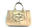 【新着】PRADA(プラダ) トートバッグ CANAPA 1BG642 ベージュ×黒 キャンバス【20191226】【中古】