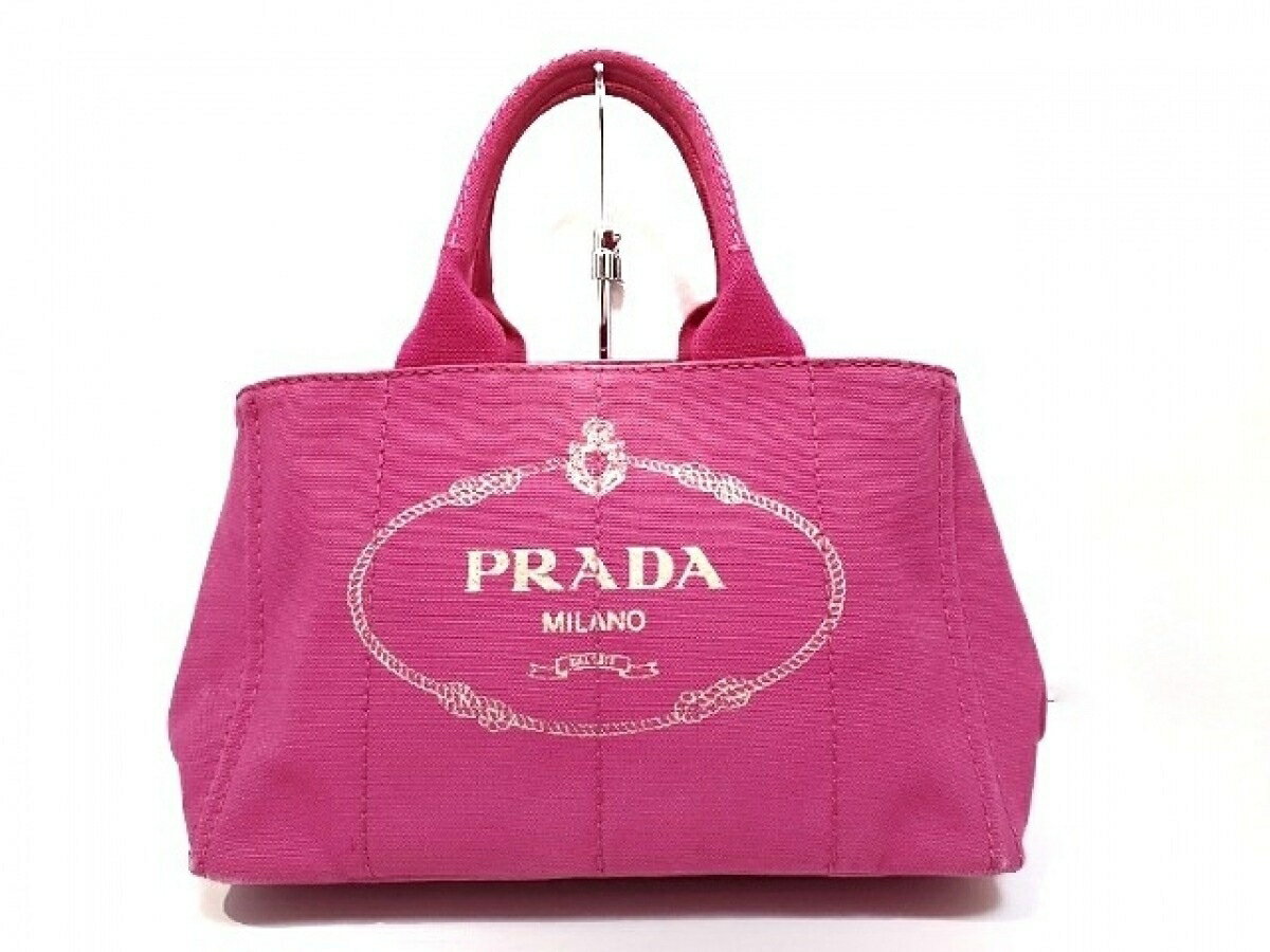 PRADA(プラダ) トートバッグ CANAPA ピンク×アイボリー キャンバス【20200502】【中古】【dfn】