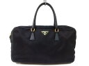 PRADA(プラダ) ハンドバッグ - 黒 ナイロン×レザー【20200324】【中古】【dfs】