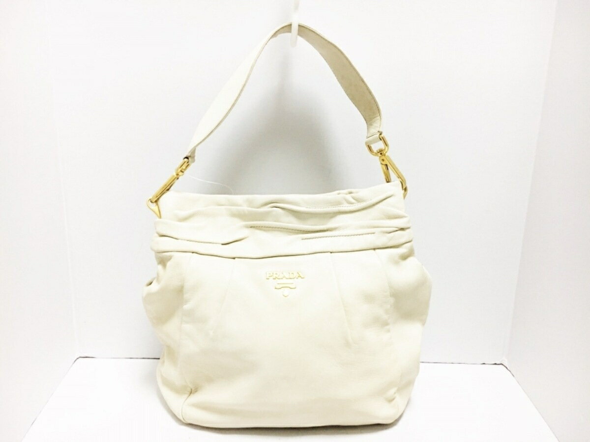 PRADA(プラダ) ショルダーバッグ - BR3949 アイボリー 革タグ レザー【20200419】【中古】【dfn】