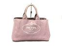 【新着】PRADA(プラダ) トートバッグ CANAPA B1872B ピンク×白 キャンバス【20200221】【中古】