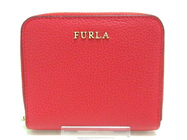 FURLA(フルラ) 2つ折り財布美品■ バビロン レッド ラウンドファスナー レザー【20200601】【中古】【dfn】