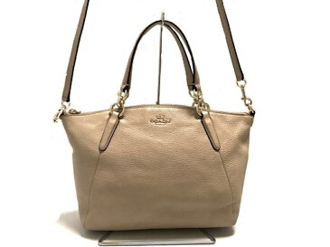 COACH(コーチ) ハンドバッグ美品■ ペブルドレザースモールケルシーサッチェル F36675 ベージュ レザー【20200603】【中古】【dfs】