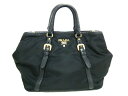 PRADA(プラダ) ハンドバッグ美品■ - BN1841 黒 革タグ ナイロン×レザー【20200706】【中古】【dfs】