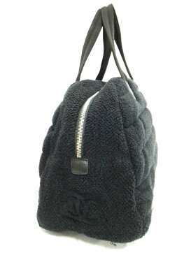 CHANEL(シャネル) ボストンバッグ美品■ - 黒 ビーチバッグ コットン×カシミヤ×カーフスキン【20200711】【中古】【dfs】