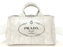 PRADA(プラダ) トートバッグ美品■ CANAPA B2642B 白×ライトグレー キャンバス【20200727】【中古】【dfs】