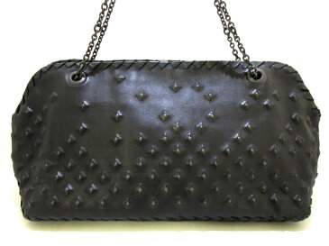 【新着】BOTTEGA VENETA(ボッテガヴェネタ) ハンドバッグ - B00010677I 黒 チェーンハンドル/スタッズ レザー【20201011】【中古】