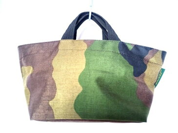 【新着】Herve Chapelier(エルベシャプリエ) ハンドバッグ ナイロン舟型トートS カーキ×ダークブラウン×黒 Nライン/迷彩柄 ナイロン【20210115】【中古】