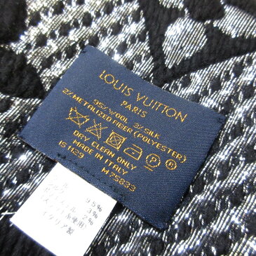 【新着】LOUIS VUITTON(ルイヴィトン) マフラー美品■ エシャルプ・ロゴマニア シャイン M75833 ノワール ウール95% シルク3% ポリエステル 2%【20210207】【中古】