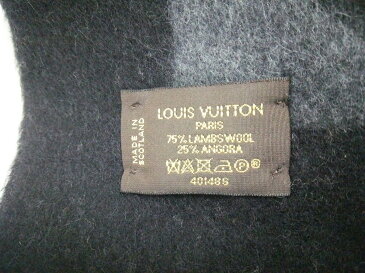 【新着】LOUIS VUITTON(ルイヴィトン) マフラー美品■ エシャルプ・カーディフ M72202 ノワール ウール75%、アンゴラ25%【20210117】【中古】