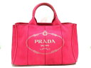 【新着】PRADA(プラダ) トートバッグ CANAPA 1BG642 ピンク×アイボリー キャンバス【20210114】【中古】