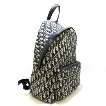 【新着】Dior HOMME(ディオールオム) リュックサック ロゴグラム/ライダー 1VOBA088YKY_H28E アイボリー×黒×ダークネイビー ジャガード×レザー【20201229】【中古】