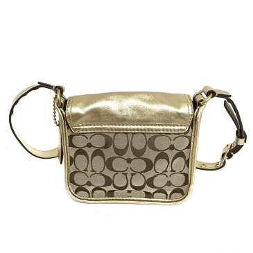 【新着】【中古】COACH(コーチ) ブリーカーシグネチャージェニー ショルダーバッグ ミニバッグ カーキ×ゴールド ジャガード×レザー