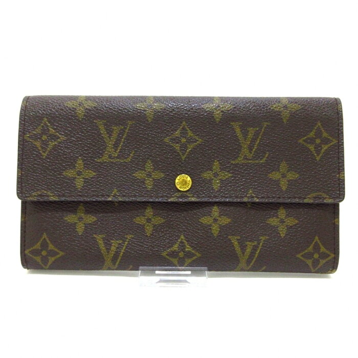 【新着】【中古】LOUIS VUITTON(ルイヴィトン) ポシェット・ポルト モネ クレディ 長財布 ■外側　⇒　モノグラム・キャンバス■内側　⇒　クロスグレインレザー