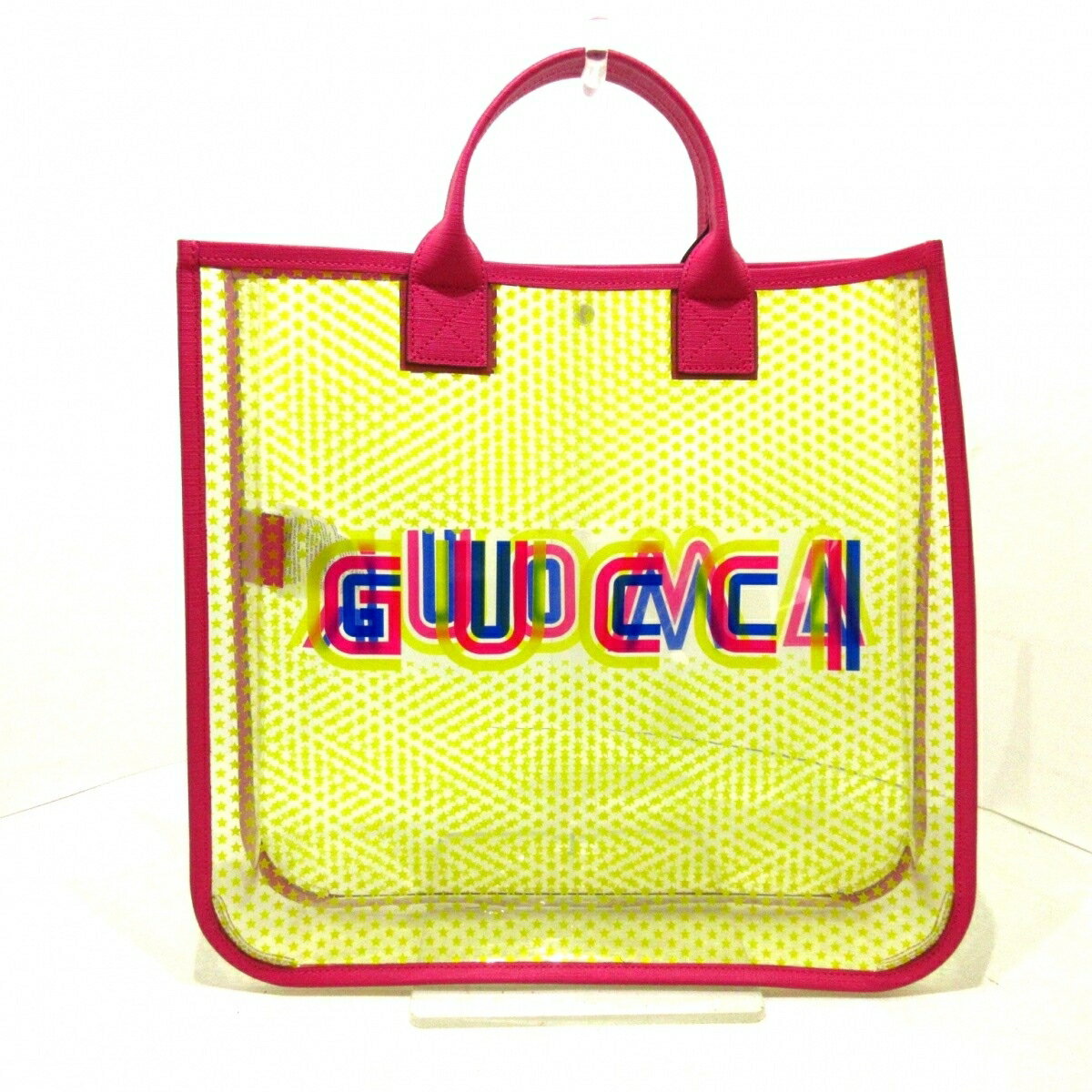 【新着】【中古】GUCCI(グッチ) トートバッグ 星柄 クリア×イエロー×ピンク ビニール×レザー