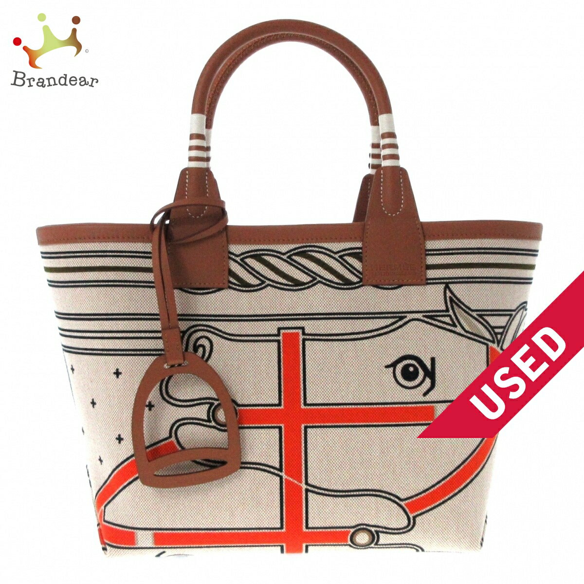 【新着】【中古】HERMES(エルメス) スティープル25 トートバッグ 馬/カドリージュ/2023.4 グリ・エクリュ トワルアッシュ×ヴォースイフトのサムネイル
