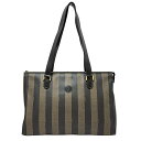 【中古】FENDI(フェンディ) ペカン ショルダーバッグ 黒×ライトブラウン レザー