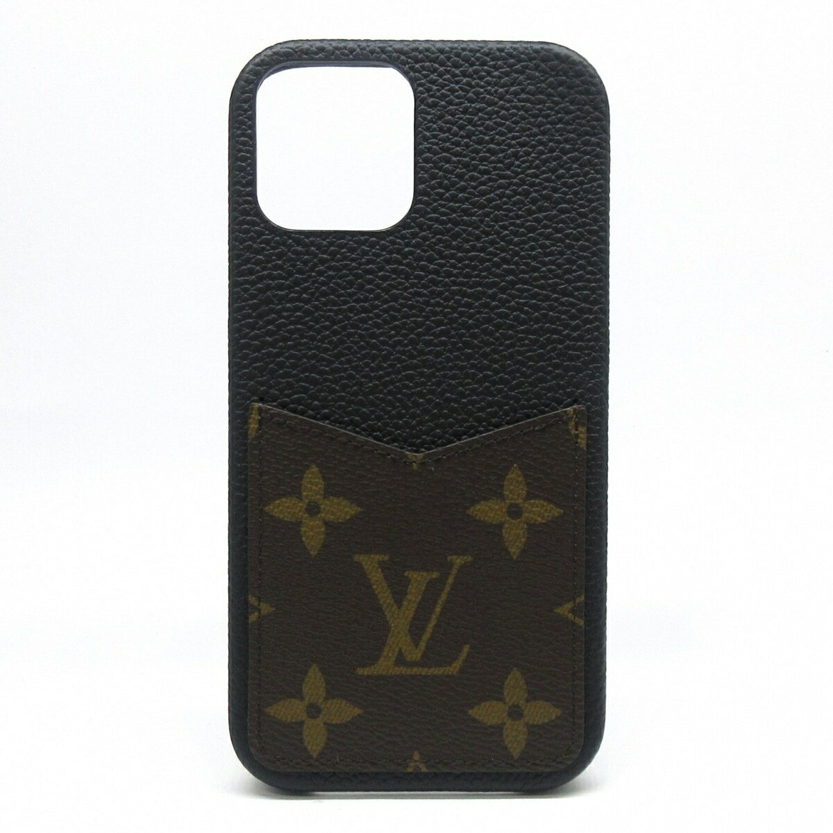 【新着】【中古】LOUIS VUITTON(ルイヴィトン) IPHONEバンパー12/12PRO 携帯電話ケース ノワール モノグラム・キャンバス、カーフレザー（皮革の種類：牛革）