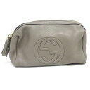 【中古】GUCCI(グッチ) ダブルG ポーチ Limited Edition グレーベージュ レザー