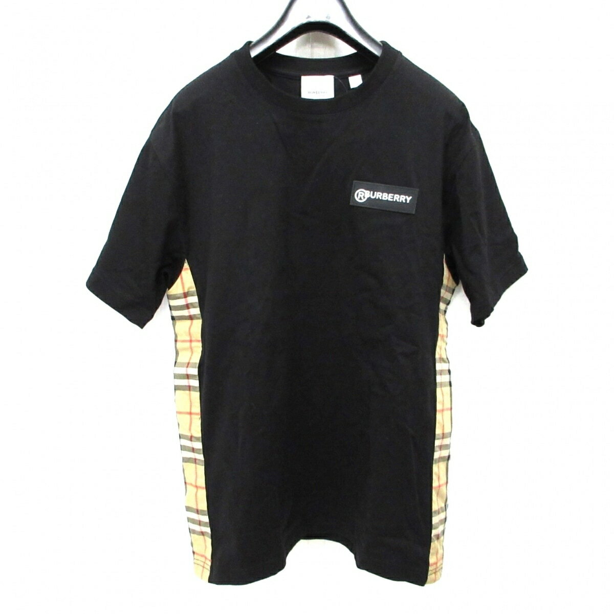 【中古】BURBERRY LONDON ENGLAND(バーバリーロンドンイングランド) 半袖Tシャツ チェック柄 黒×ライトブラウン×マルチ