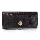 【中古】ANNA SUI(アナスイ) ルーミー 長財布 ラメ/がま口 パープル エナメル（レザー）