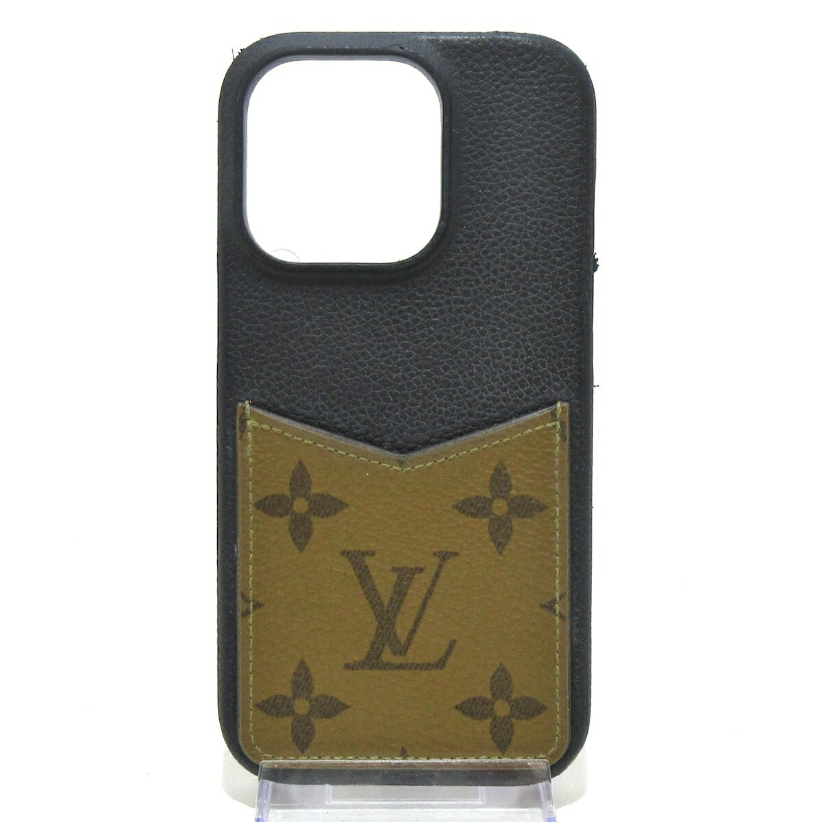 【中古】LOUIS VUITTON(ルイヴィトン) IPHONEバンパー14PRO 携帯電話ケース モノグラムリバース×ノワール モノグラム・キャンバス、カーフレザー(皮革の種類：牛革)