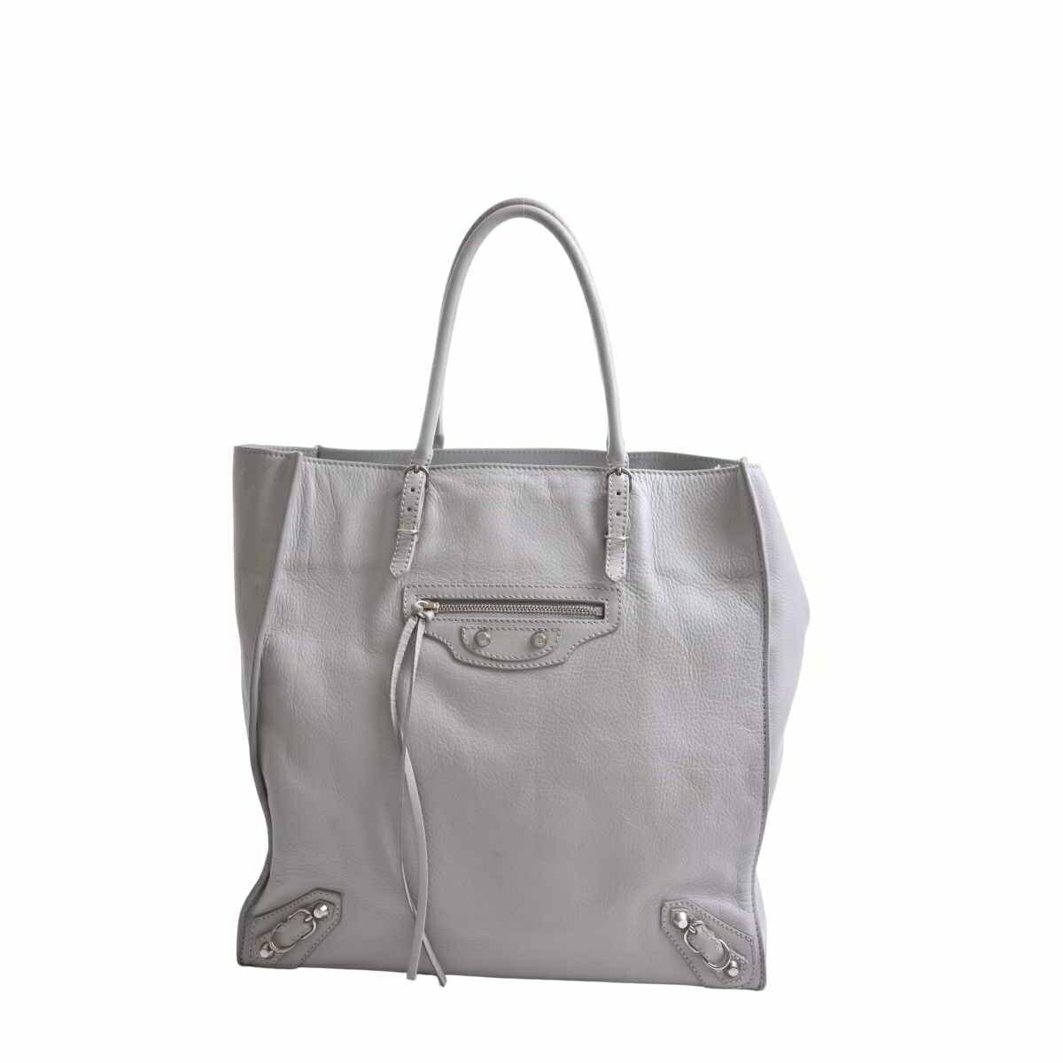 【新着】【中古】BALENCIAGA(バレンシアガ) ザ・ペーパー トートバッグ ライトグレー レザー