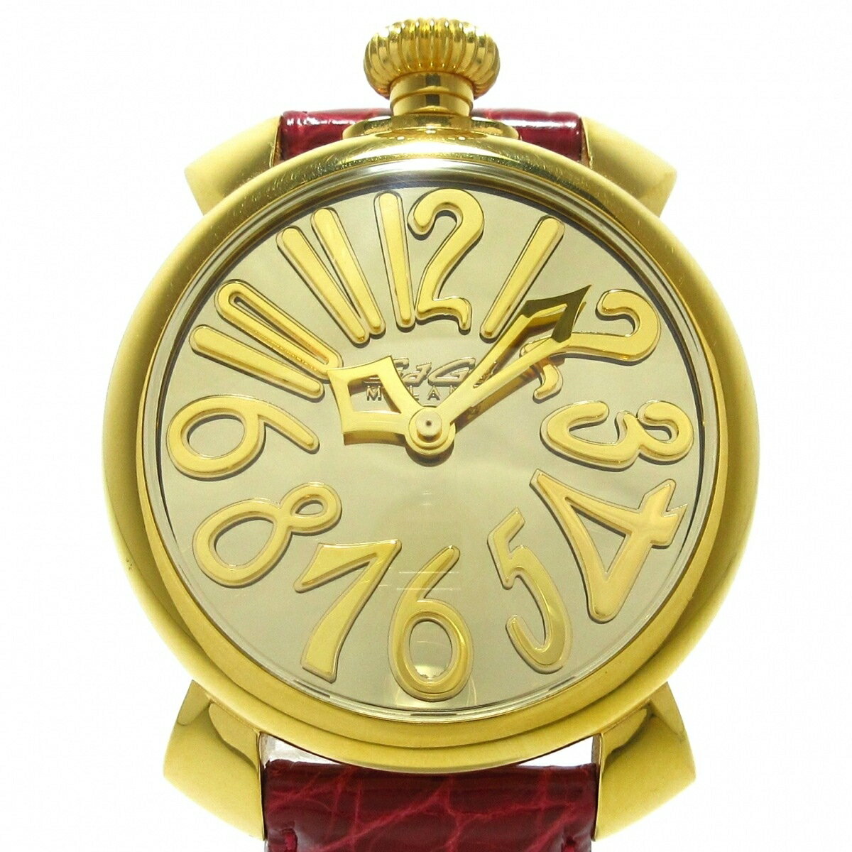 【中古】GAGA MILANO(ガガミラノ) マヌアーレ40 腕時計 SS/革ベルト/世界500本限定 ゴールド