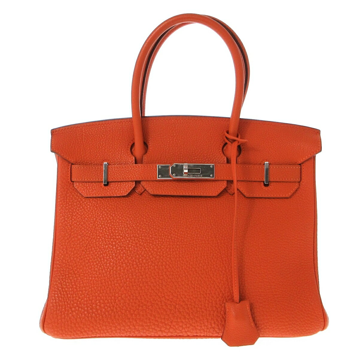 【中古】HERMES(エルメス) バーキン30 ハンドバッグ シルバー金具 オレンジ トゴ