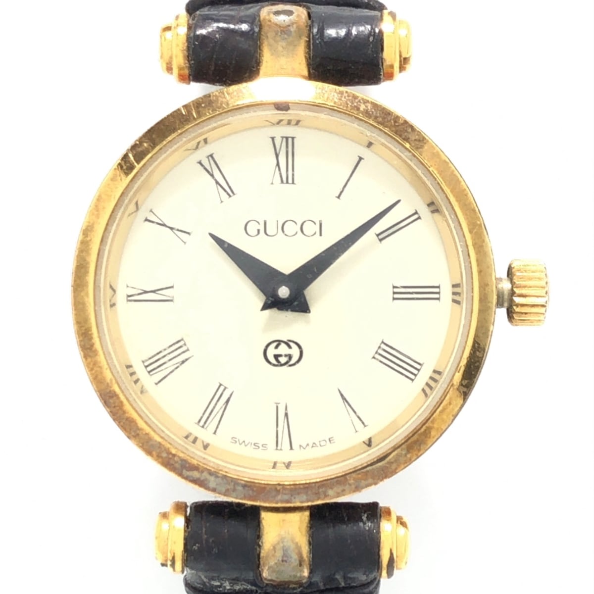 【中古】GUCCI(グッチ) 腕時計 革ベルト アイボリー