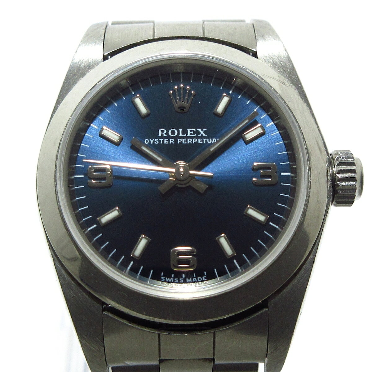 【中古】ROLEX(ロレックス) オイスターパーペチュアル 腕時計 SS/10コマ ブルー