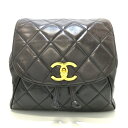 【中古】CHANEL(シャネル) マトラッセ リュックサック ゴールド金具/チェーンショルダー 黒 ラムスキン