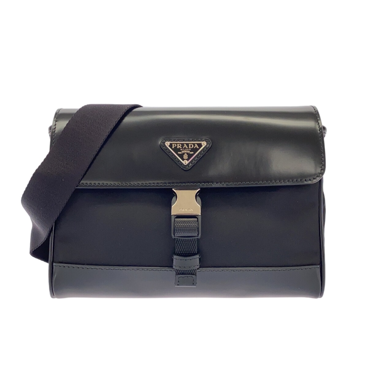 【中古】PRADA(プラダ) ショルダーバッグ Re-Nylon 黒 ナイロン×レザー