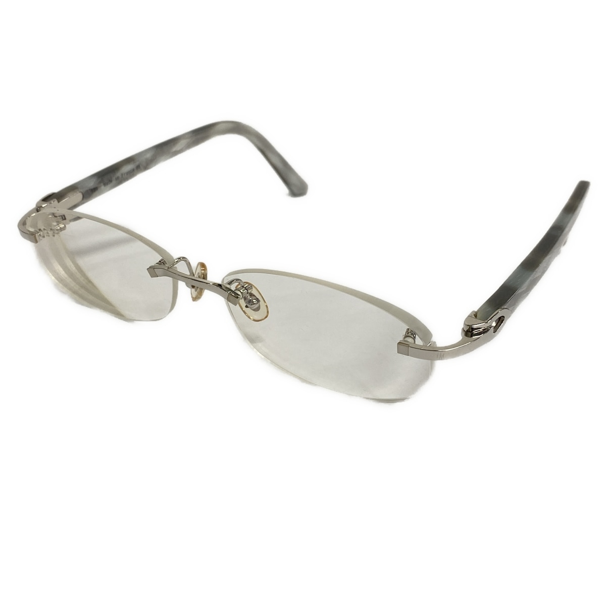 【中古】Cartier(カルティエ) メガネ 度入り/大理石調 シルバー