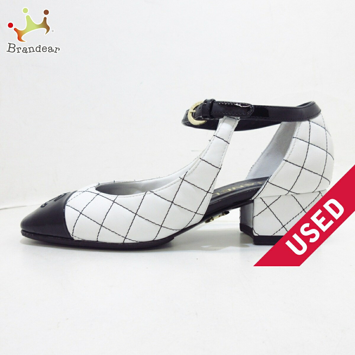 【新着】【中古】CHANEL(シャネル) パンプス メリージェーン/アウトソール張替済 白×黒 レザーのサムネイル