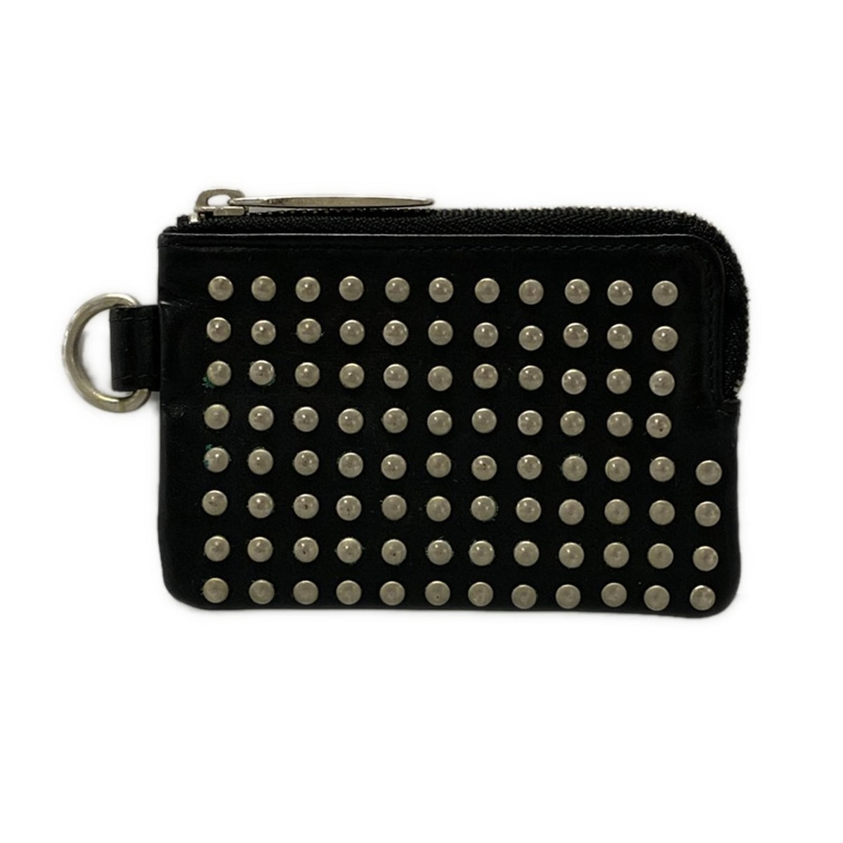 【中古】PATRICK STEPHAN(パトリックステファン) コインケース スタッズ/カードポケット付き 黒×シルバー レザー