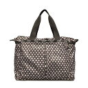 【中古】LESPORTSAC(レスポートサック) ボストンバッグ ドット柄 グレー×ピンク