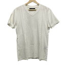 【中古】AKM(エーケーエム) ハンドステッチカットソー 半袖Tシャツ Vネック/刺繍 白