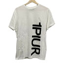 【中古】1 piu 1 uguale 3(ウノ ピュ ウノ ウグァーレ トレ) 半袖Tシャツ RELAX/クルーネック/ロゴプリント/刺繍 白×黒