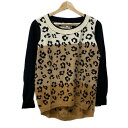 【中古】JUICY COUTURE(ジューシークチュール) 長袖セーター クルーネック/シルク混/レオパード/ヒョウ柄/ アイボリー×黒×ベージュ