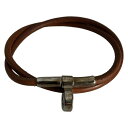 【新着】【中古】HERMES(エルメス) キテ ブレスレット 2連/ゴールド金具 ブラウン レザー